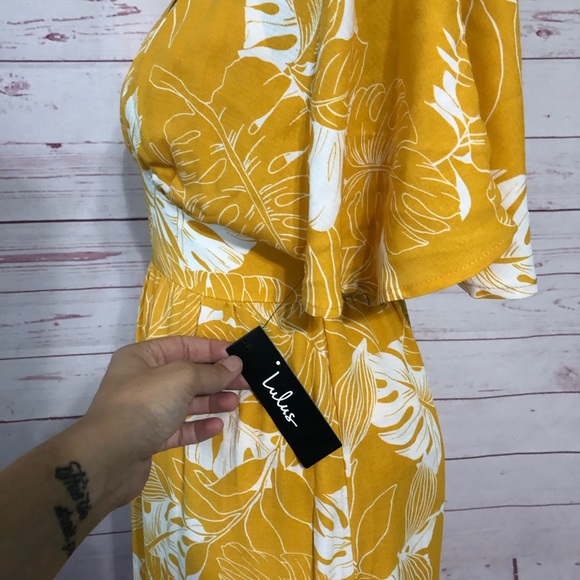 NWT Lulu’s Savanna Golden Yellow Floral Print Maxi Dress - Picture 9 of 11